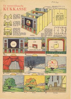 an old book with pictures of different houses and trees in it's layouts