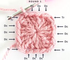 the crochet square is being worked on to make it easier for knitters