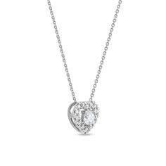 Achieve a classic yet romantic look with the enchanting details of this round diamond heart frame pendant in white gold. Crafted in cool 10K white gold Diamonds line the open heart-shaped frame. Nestled in the top, a 1/4 ct. diamond adds further sparkle to this 3/8 ct. t.w. diamond design. This pendant suspends along an 18.0-inch cable chain, adjustable to 16.0 inches, that secures with a lobster claw clasp. Elegant Heart Shaped Necklace With Prong Setting, Classic Round White Gold Heart Necklace, Formal White Gold Heart Necklace With Cubic Zirconia, Formal Heart Cut Necklace With Prong Setting, Elegant White Heart Cut Necklace, Elegant Open Heart Jewelry With Prong Setting, Elegant Heart Necklace With Prong Setting For Anniversary, Formal Fine Jewelry Heart Necklace With Prong Setting, Elegant White Gold Heart Charm Necklace