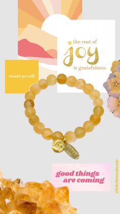 Crystal Aesthetic Jewellery - Gemstone Bracelet with Gold Charm #lakehousebeads #crystals #crystaljewelry #citrine #merchantstone #sun #joy #yellow #manifest #abundance #crystalaesthetic #crystalhealing