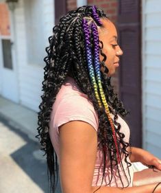 Bohemian Box Braids, Purple Box Braids, Purple Dreads, Braids Styling, Black Box Braids, Protective Braids, Colored Box Braids