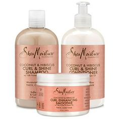 SheaMoistures Coconut & Hibiscus Curl and Shine Conditioner is a lightweight hair care that restores and smoothes dry hair cuticles without weighing your hair down. This moisturizing shine conditioner ensures you have no more knots, snarls or tangles  just soft, shining, easy to style hair wash after wash! Moisturizing conditioner instantly softens and detangles dry, frizzy hair while infusing your curls and coils with intense moisture and shine-enhancing nutrients. Soften & Detangle Frizzy Hair Shea Moisture Shampoo, Shea Moisture Coconut, Curl Enhancing Smoothie, Coconut Hibiscus, Curl Shampoo, Shampoo And Conditioner Set, Hair Kit, Shea Moisture, Organic Hair Care