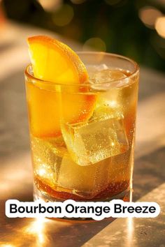 bourbon orange breezee in a glass with ice