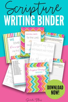 the book cover for writing binder with colorful chevrons and text on it