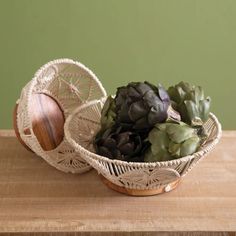 Set Two Wood Macrame Bowls CTW Wood And Macrame, Woven Bowl, Herringbone Wall, Space Display, Statement Decor, Outdoor Gifts, Fruit Vegetables, Boho Kitchen, Wood Tray