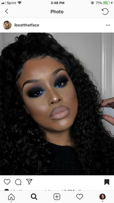 Blue Smokey Eye, Interesting Videos, Beauty Make-up, Shop Makeup, Blue Eyeshadow, Dark Skin Makeup, Looks Black, Makeup For Black Women