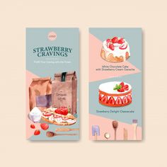 two book covers for strawberry crumbs and other dessert items on a pink background