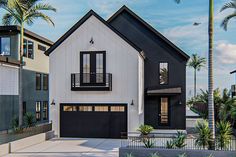 this is an artist's rendering of a two - story house with palm trees