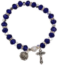 Adjustable Blue Hand-strung Rosary Bracelet, Adjustable Hand-strung Blue Rosary Bracelet, Blue Rosary Bracelet Gift, Blue Charm Bracelet With Heart Beads And Adjustable Fit, Adjustable Beaded Blue Rosary Bracelet, Adjustable Blue Beaded Rosary Bracelet, Adjustable Blue Charm Bracelet With Heart Beads, Adjustable Blue Beaded Rosary, Spiritual Blue Beaded Charm Bracelet