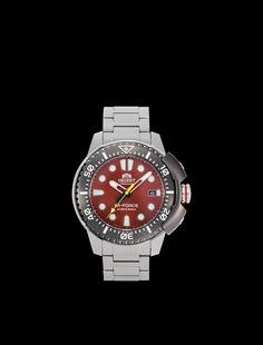 "High fit, high finish - 5 Stars for this Diver. The M-FORCE AC0L." ⌚: RA-AC0L02R00B Timeless Red Watches With Rectangular Dial, Timeless Red Watch With Rectangular Dial, Luxury Red Analog Display Watch, Timeless Red Watch With Analog Display, Classic Red Analog Watch, Timeless Red Watch With Tachymeter, Diving Watch, Orient Watch, Diver Watch