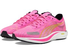 PUMA Liberate Nitro 2 Pink Athletic Running Shoes For Light Sports, Pink Dynamic Running Shoes With Laces, Dynamic Pink Running Shoes With Laces, Low-top Sneakers For Marathon, Low-top Sneakers With Laces For Marathon, Pink Low-top Trail Running Shoes For Marathon, Pink High-top Running Shoes, Pink Athletic Fit Running Shoes With Round Toe, Pink Athletic Fit Round Toe Running Shoes