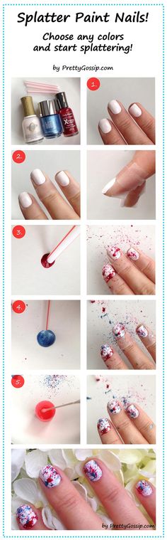 splatter nails Do It Yourself Nails, Splatter Nails, Paint Nails, Heart Nail, Easy Nails, 4th Of July Nails, Splatter Paint, July Nails, Belek