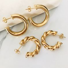 Gold Hoop Rope Earrings, Rope Hoop Earrings,Open Hoop Earrings, Thick Hoop Earrings, Gold Chunky Hoop Earrings, 18k Gold Filled Twisted Hoop Delicate and trendy thick hoops earrings, perfect for everyday wear or for a special occasion, a basic for this season ★ These bright .Gold hoop earrings will be a perfect touch of your style. They are hypoallergenic, safe for sensitive ears. Made of hight Quality 18k gold filled, hypoallergenic and nickel free, Enjoy these charming white gold filled hoops. Thick Earrings Hoop, Hoop Earrings Chunky, Earrings Gold Hoop, Chunky Gold Hoop Earrings Nordstrom, Mini Gold Hoop Earrings Aesthetic, Everyday Wear Earrings, Small Chunky Hoop Earrings, Loop Earrings Gold, Chunky Hoops Earrings