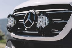 the front lights of a mercedes car