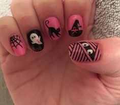 Oct Nails, Awareness Nails, Plaid Nail Art, Holiday Acrylic Nails, October Nails, Plaid Nails, Cute Christmas Nails