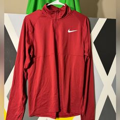 New Nike Jacket Mens Size Medium Casual Red Long Sleeve Sport Coat, Red Long Sleeve Top For Outdoor, Red Long Sleeve Sport Coat For Outdoor, University Red Track Jacket For Sports, Nike University Red Long Sleeve Tops, Red Nike Jacket, University Red Long Sleeve Sports Outerwear, University Red Long Sleeve Track Jacket For Sports, Mens Red Nike Kols