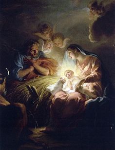 the birth of jesus is depicted in this painting