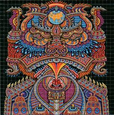 an art work with many different colors and patterns on black paper, including the image of a