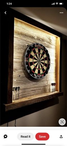 a dart board mounted to the side of a wall