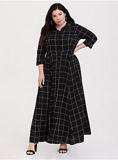 Flattering Maxi Dress, Inspirational Outfits, Maxi Dress Winter, Clothing Wishlist, Button Front Shirt Dress, Fashion Corner, Challis Fabric, Plus Size Winter, Wardrobe Planning