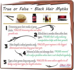 Hair Myth, Transitioning Hairstyles, True Or False, Healthy Natural Hair, Hair Advice, Black Hair Care, Queen Hair, Natural Haircare, Hair Food