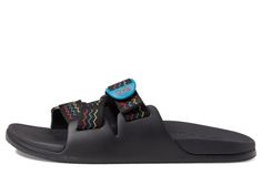 The Chaco® Chillos Slide has a vegan-friendly construction and boasts the iconic Z/Straps with cinch buckle for a comfortable sandal design..Slip-on sandal made of a polyester jacquard webbing straps with synthetic trims..Strappy sandal with ladder lock buckles for easy adjustments and a secure fit..LUVSEAT™ EVA footbed and high-rebound EVA midsole provide superior underfoot cushioning, arch support, and shock absorption..High-abrasion EVA outsole for reliable traction..Imported..Product measurements were taken using size 15, width D - Medium. Please note that measurements may vary by size..Measurements: Weight: 9 oz Adjustable Straps Slides For Vacation, Slides With Adjustable Strap For Vacation, Black Adjustable Slides With Buckle Closure, Adjustable Non-slip Slip-on Sport Sandals, Adjustable Non-slip Slides For Outdoor, Adjustable Slides With Arch Support For Outdoor, Adjustable Outdoor Slides With Arch Support, Adjustable Slides With Removable Insole, Adjustable Synthetic Slides For Outdoor