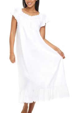 This soft 100 percent cotton poplin nightgown for women from Alexander Del Rossa is comfortable, durable, and classy. Made from a premium 100% cotton fabric, this women's vintage looking nightgown is breathable and easy on the skin. In some ways these ladies nightgowns long length are similar to moos moos for women, but the delicate lace, ruffles and pintucks make these summer nighties for women much more sophisticated than the average muumuu nightgown. Summer night gowns should be lightweight c Vintage Night Dress, Ladies Nightgowns, Nightgown Short, Cotton Night Dress, Victorian Nightgown, Vintage Night, Night Gowns, Cotton Nightgown, One Piece Clothing