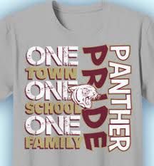 a gray t - shirt with the words one town, one school, one family on it