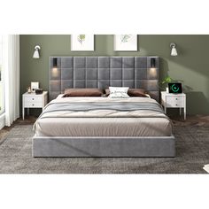 Elevate your bedroom to a realm of luxury with this Velvet Upholstered Bed. Featuring high-quality velvet fabric, it exudes a soft, elegant charm. The tufted headboard adds a touch of sophistication, while the soft foam ensures exceptional comfort. An adjustable reading lamp with a USB port offers modern convenience. With its sleek, contemporary design, this bed perfectly balances style and relaxation for a truly refined retreat. Ivy Bronx Size: King | Ivy Bronx Wesson Velvet Bed w / Reading Lam Sophisticated Bedroom Decor, Large Headboard, Velvet Upholstered Bed, Padded Headboard, Velvet Bed, Headboard Designs, Contemporary Living Spaces, Premium Bedding, Reading Lamp