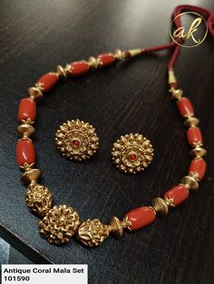 Indian Coral Jewellery Gold, Coral Chains Gold Indian, Coral Necklace Indian, Coral Necklace Indian Gold, Coral Bangles, Kemp Jewellery, Simple Jewellery Designs