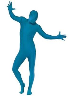 a blue man is standing with his arms outstretched