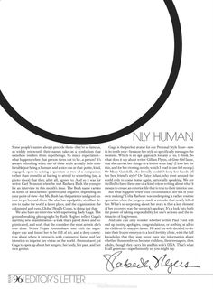 an article from the editor's letter, featuring black and white circles with text