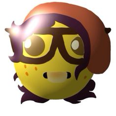 a yellow ball with goggles and a hat on it's head is shown