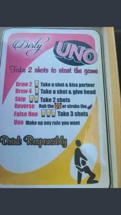 a sign with instructions on how to drink uno