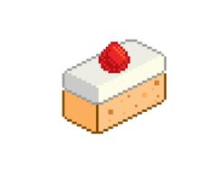 a piece of cake with a cherry on top is shown in the pixel art style