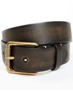 Genuine distressed leather. Brass square buckle. Black strap. 1.5" wide. Adjustable Leather Belt Buckles With Buckle Closure, Adjustable Leather Belt Buckles, Classic Distressed Brown Belt With Antique Buckle, Rectangular Antique Brown Belt Buckles, Rugged Leather Belt With Brass Buckle, Leather Belts Men, Brass Buckle, Buckle Belt, Distressed Leather