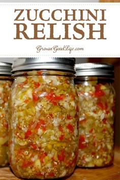 three mason jars filled with homemade dill relish and the words, how to make and can homemade dill relish