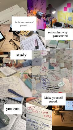 a collage of photos with writing on them