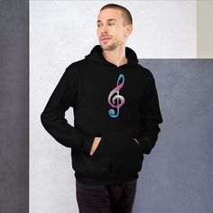 Transgender Treble Clef Hoodie - Trans Pride Flag Colors Polygonal Music Note Unisex Hoodie - Transgender MTF FTM Music Lover Hoodie will be perfect to show your pride in style! Makes a great gift for anyone who is transitioning to become who they were meant to be. Everyone needs a cozy go-to hoodie to curl up in, so go for one that's soft, smooth, and stylish. It's the perfect choice for cooler evenings! Size Chart Displayed With Photos. * 50% pre-shrunk cotton, 50% polyester * Fabric weight: 8 Cotton Hooded Sweatshirt For Concert, Winter Concert Hooded Sweatshirt, Hip Hop Hoodie For Concerts In Winter, Hip Hop Hoodie For Winter Concerts, Concert Cotton Hooded Sweatshirt, Trans Shirt, Trans Necklace, Trans Pride Shoes, Trans Ftm Voice