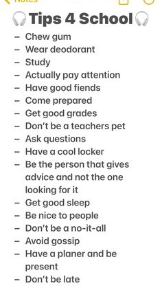 an image of a list with the words tips 4 school written on it in black and white