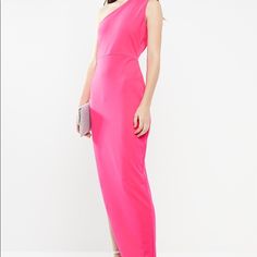 Brand New Never Worn Wit Tags! Open To Offers Fast Shipping. Love This Dress But Too Big On Me :/ Size 10 Uk Size 6 Us Pink Sheath Party Maxi Dress, Pink Sheath Maxi Dress For Party, Pink One-shoulder Maxi Dress, Pink One-shoulder Maxi Dress For Night Out, Pink Sheath Maxi Dress For Cocktail, Chic Pink Sheath Maxi Dress, Aidan Mattox Dress, Cutout Gown, Missguided Dress