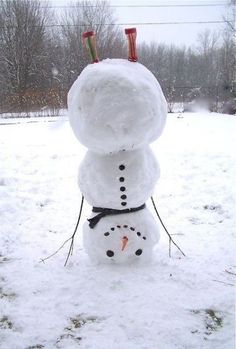 a snowman is made up in the snow