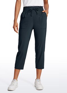 These capri are made of ultra-soft, weightless, breathable fabric, quick-drying, and cool to touch. It's perfect for athletic, travel, hiking, running errands, work or casual wear. Feature & Fitting: 
 Feathery-Fit Soft Collection 
 Design for work or casual wear 
 Side pockets with inner pocket 
 Elastic waistband 
 23'' inseam 
 Fabric: 
 Soft and lightweight 
 Quick dry, Moisture wicking and breathable 
 Slightly stretchy and cool to touch 
 No swish-swish sound 
 86% Polyester, 14% Elast Sporty Ankle-length Yoga Pants With Pockets, Casual 4-way Stretch Joggers For Yoga, Casual Breathable 4-way Stretch Yoga Pants, Comfortable Activewear With 4-way Stretch And Pockets, Sporty 4-way Stretch Ankle-length Activewear Pants, Outdoor Capri Pants With Pockets, Capri Length Pants With Pockets For Outdoor Activities, Lightweight Casual Workout Bottoms, Casual Lightweight Workout Bottoms