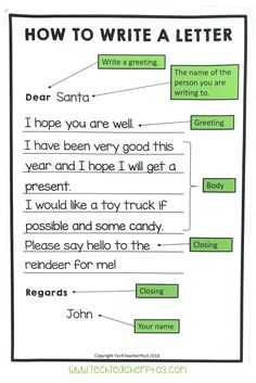 a letter to santa that has been made into a christmas card with the words, how to write a letter