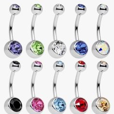 10 Pack Assorted Color Belly Button Rings | Surgical Steel | Hypoallergenic | 14 Gauge | 10mm | Screw On Ball With Threaded Bar | Lead And Nickel Free Never Worn Jewelry Promotion, Dainty Diamond Necklace, Piercing Ring, Navel Piercing, Body Jewelry Piercing, Belly Button Ring, Belly Button Piercing, Button Ring, Navel Rings