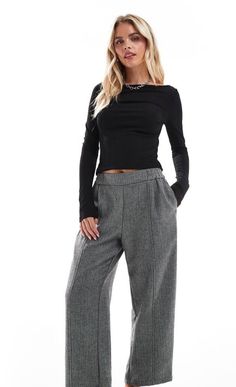 Petite barrel leg gray pants. Gray Pants, Grey Pants