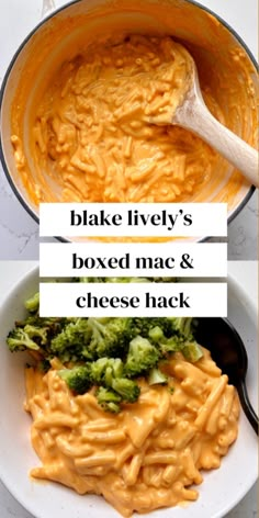 two pictures showing different types of macaroni and cheese