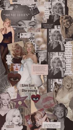 a collage of marilyn monroe pictures and words