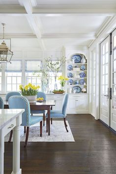 the dining room is clean and ready to be used for dinner or entertaining purposes,