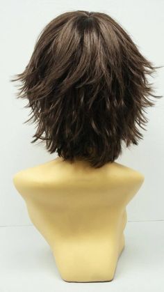 Short Layered Wind Blown Shag Style Brown Cosplay Wig. | Etsy Brown Cosplay, Short Shag Hairstyles, Short Layered, Shag Hairstyles, Curly Bob Hairstyles, Trending Hairstyles, Short Hair With Layers, Cosplay Wig, Short Bob Hairstyles